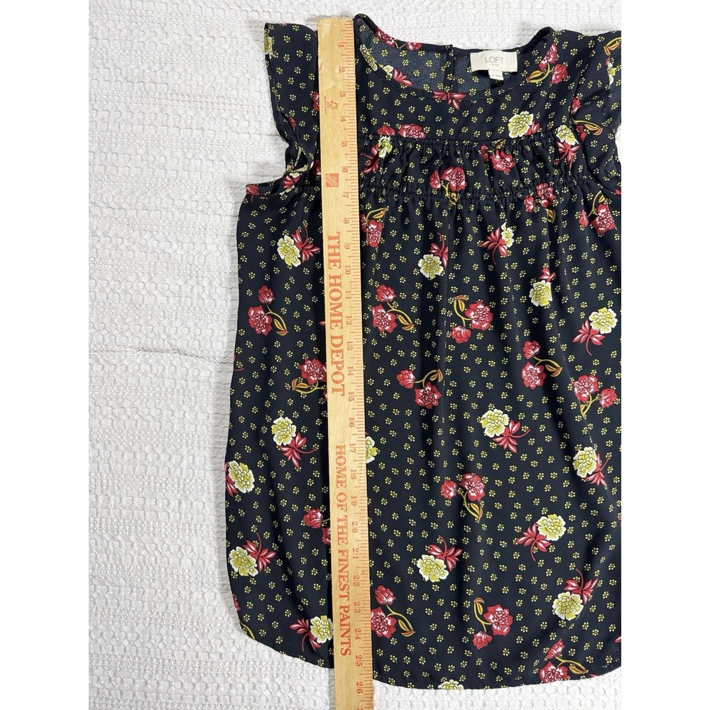 LOFT Outlet Sleeveless Floral Tank Top Blouse XS Black Red Workwear Office (B7)‎ - Picture 3 of 7